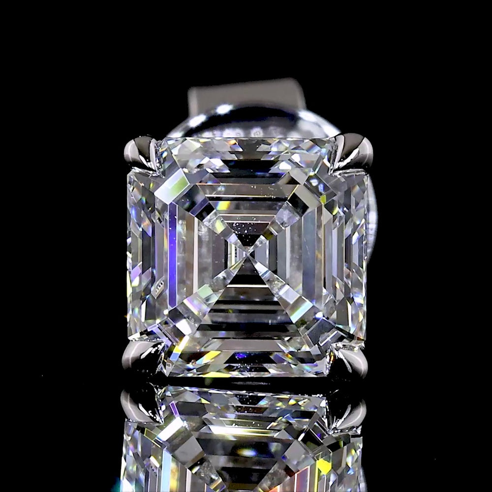 14K White Gold Asscher Cut Lab Diamond Stud Earrings - 1.55 Carats Total Diamond Weight, D VVS2 Clarity, IGI Certified - Covaloro Fine Jewelry