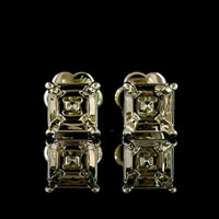 14K White Gold Asscher Cut Lab Diamond Stud Earrings - 2.41 Carat Total Weight, E-F Color VS2 Clarity with GIA Certificates - Covaloro Fine Jewelry