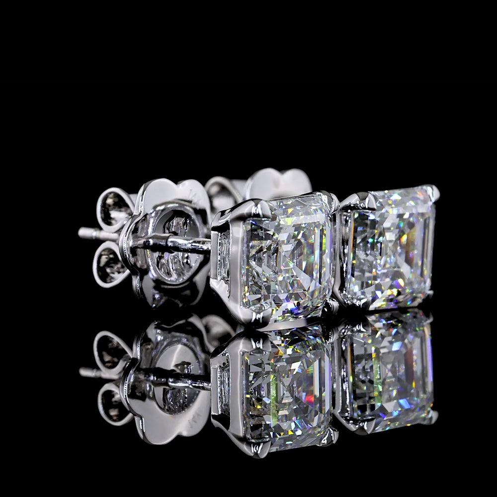 14K White Gold Asscher Cut Lab Diamond Stud Earrings - 2.50 Carat Total Weight with GIA Certification - Covaloro Fine Jewelry