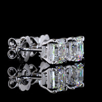 14K White Gold Asscher Cut Lab Diamond Stud Earrings - D VVS2 Clarity - 2.49 Carat Total Weight - Covaloro Fine Jewelry