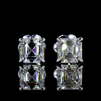 14K White Gold Asscher Cut Lab Diamond Stud Earrings - D VVS2 Clarity - 2.49 Carat Total Weight - Covaloro Fine Jewelry