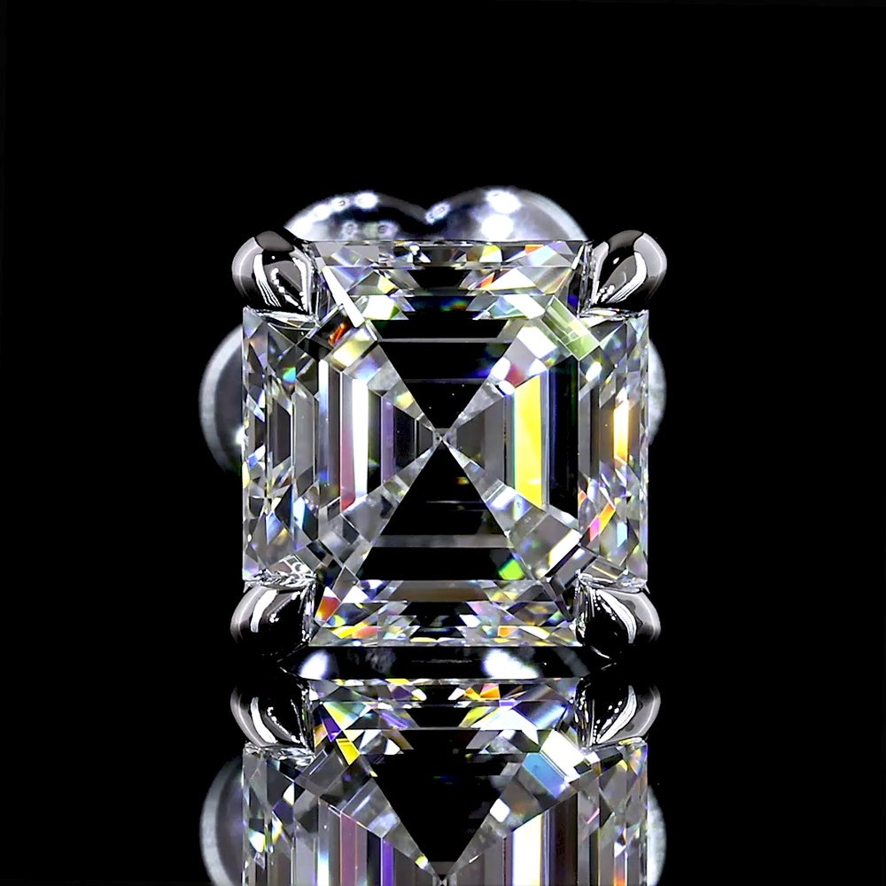 14K White Gold Asscher Cut Lab Diamond Stud Earrings - D VVS2 Clarity - 2.49 Carat Total Weight - Covaloro Fine Jewelry