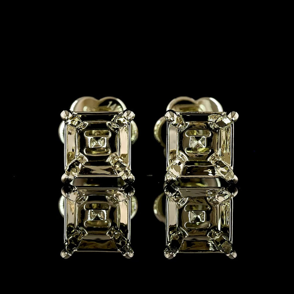 14K White Gold Asscher Cut Lab Diamond Stud Earrings - D VVS2/VS1 2.42 Carats Total Weight (GIA Certified) - Covaloro Fine Jewelry