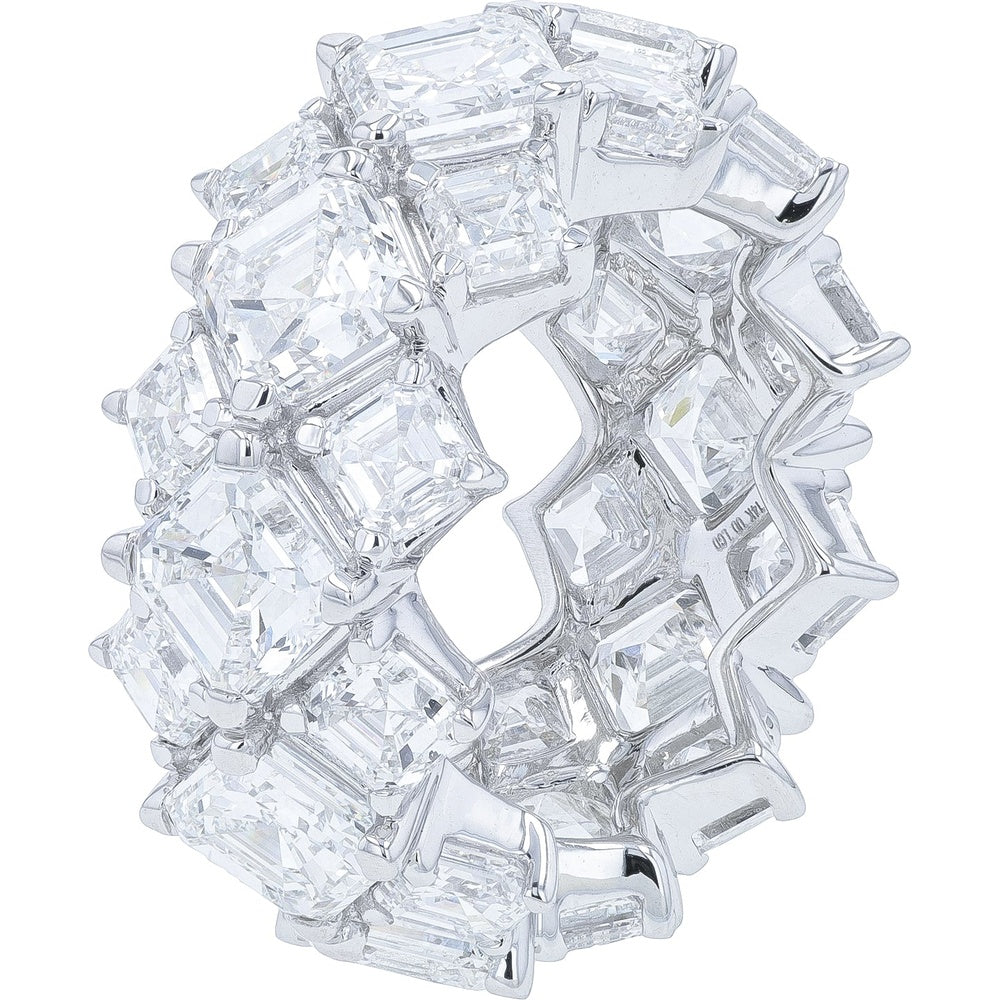 14K White Gold Asscher Cut Lab Grown Diamond Eternity Band - 20.25 Carat Total Diamond Weight