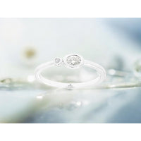 14K White Gold Asymmetrical Bezel Set Round Diamond Ring - 0.17 Carat Total Diamond Weight - Royal Jewelry