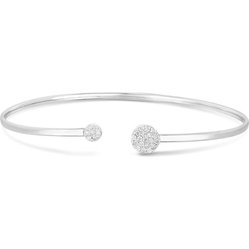 14K White Gold Asymmetrical Diamond Cluster Cuff Bangle - 0.26 Carat Diamond Weight by Orozza Fine Jewelry