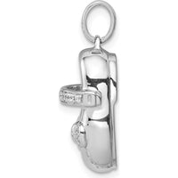 14K White Gold Baby Girl Shoe Pendant with Round Diamonds - 0.03 Carat Total Diamond Weight by Monteluci Fine Jewelry