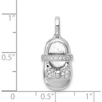 14K White Gold Baby Girl Shoe Pendant with Round Diamonds - 0.03 Carat Total Diamond Weight by Monteluci Fine Jewelry
