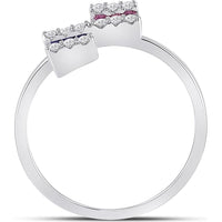 14K White Gold Baguette Blue Sapphire & Pink Sapphire Ring with Round Diamonds - 1/2 Carat Total Gemstone Weight