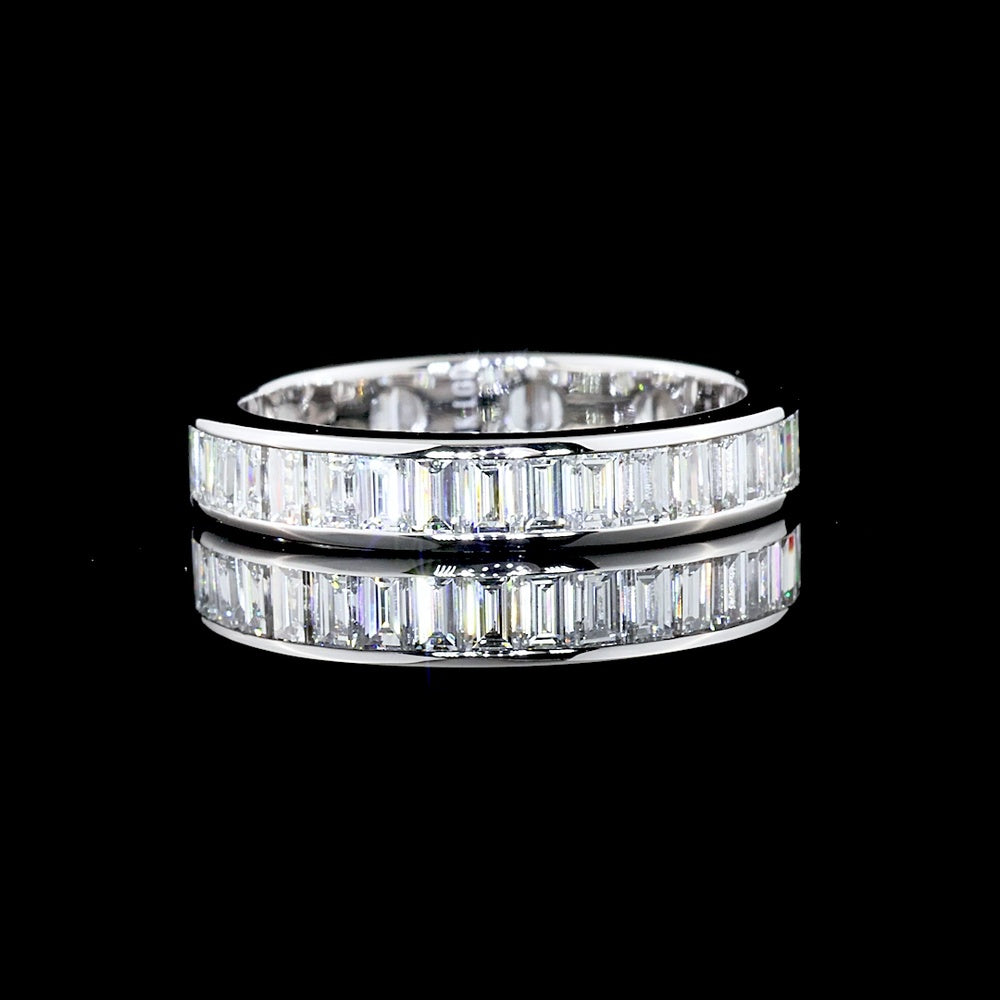 14K White Gold Baguette Cut Lab Diamond Eternity Band - Channel Set with 35 Stones - 1.94 Carats Total Diamond Weight - Covaloro Fine Jewelry