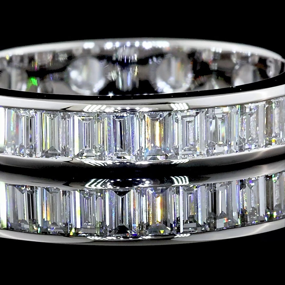 14K White Gold Baguette Cut Lab Diamond Eternity Band - Channel Set with 35 Stones - 1.94 Carats Total Diamond Weight - Covaloro Fine Jewelry