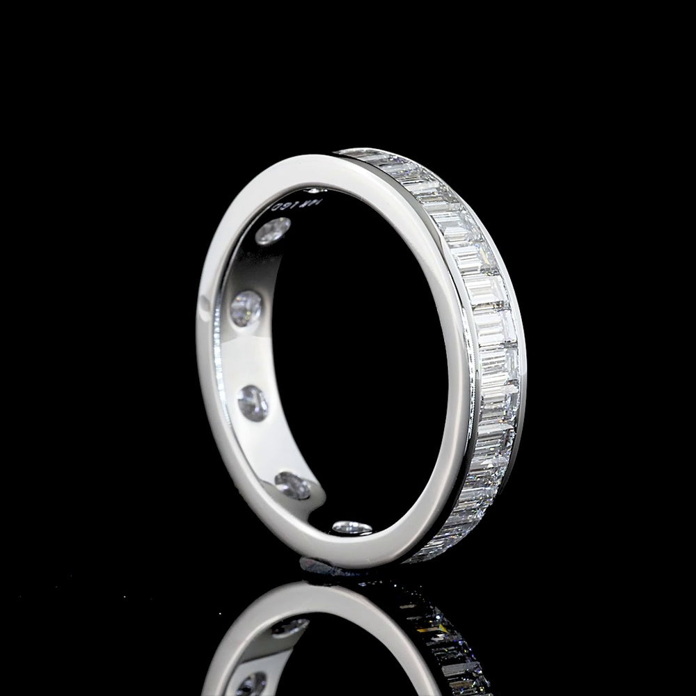 14K White Gold Baguette Cut Lab Diamond Eternity Band - Channel Set with 35 Stones - 1.94 Carats Total Diamond Weight - Covaloro Fine Jewelry