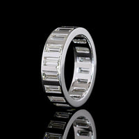 14K White Gold Baguette Cut Lab Diamond Eternity Band with Flush Setting - 4.24 Carat Total Weight - Covaloro Fine Jewelry
