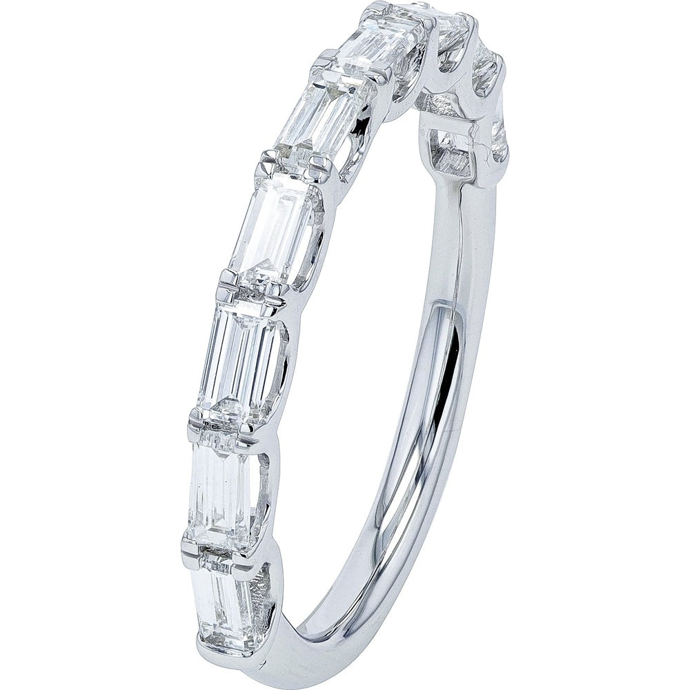 14K White Gold Baguette Cut Lab Grown Diamond Band with Shared-Prong Setting - 1.00 Carat Total Diamond Weight