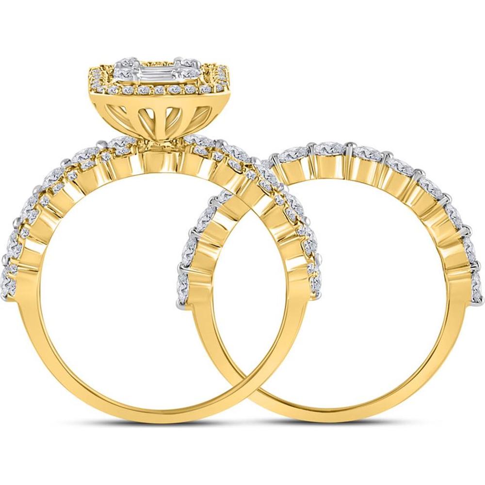 14K White Gold Baguette Diamond Bridal Wedding Ring Set - 1.88 Carat Total Diamond Weight