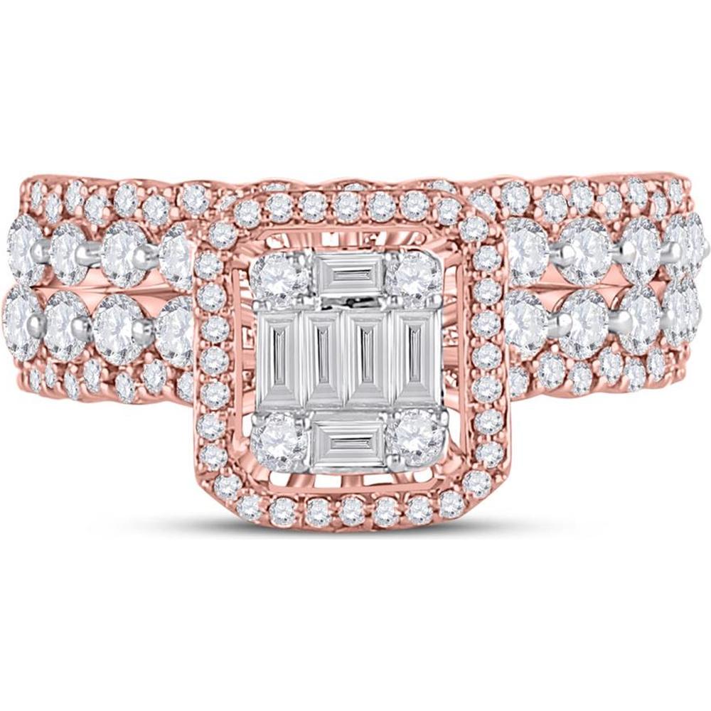 14K White Gold Baguette Diamond Bridal Wedding Ring Set - 1.88 Carat Total Diamond Weight