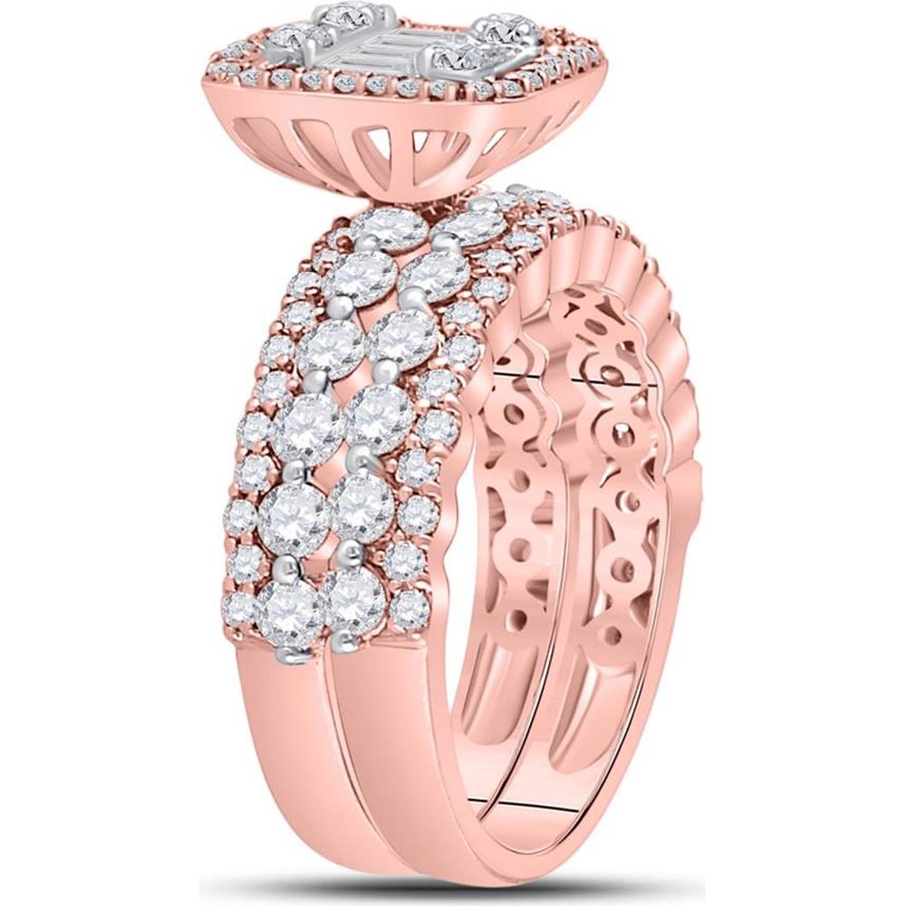 14K White Gold Baguette Diamond Bridal Wedding Ring Set - 1.88 Carat Total Diamond Weight
