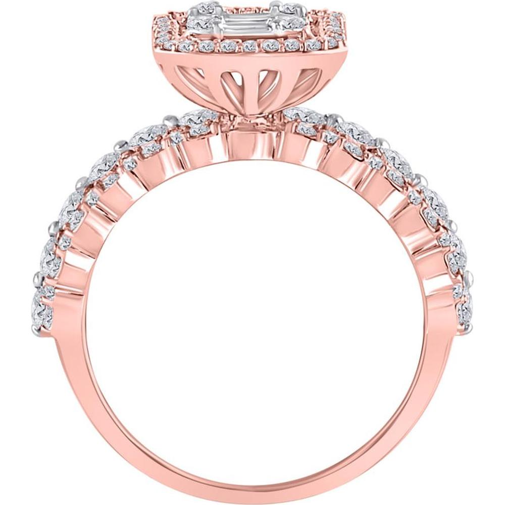 14K White Gold Baguette Diamond Bridal Wedding Ring Set - 1.88 Carat Total Diamond Weight
