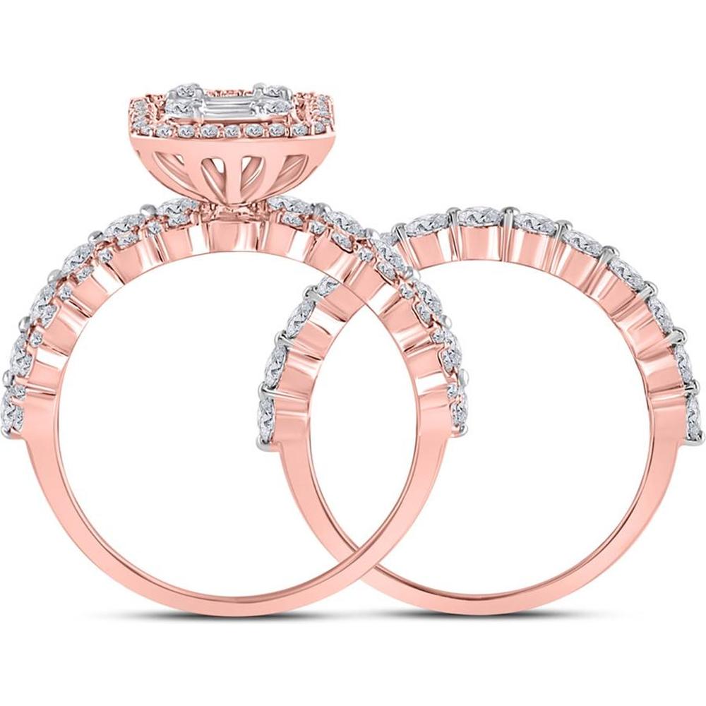 14K White Gold Baguette Diamond Bridal Wedding Ring Set - 1.88 Carat Total Diamond Weight