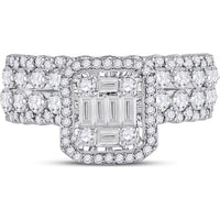 14K White Gold Baguette Diamond Bridal Wedding Ring Set - 1.88 Carat Total Diamond Weight