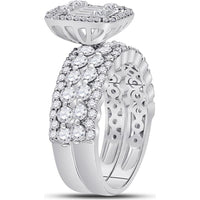 14K White Gold Baguette Diamond Bridal Wedding Ring Set - 1.88 Carat Total Diamond Weight