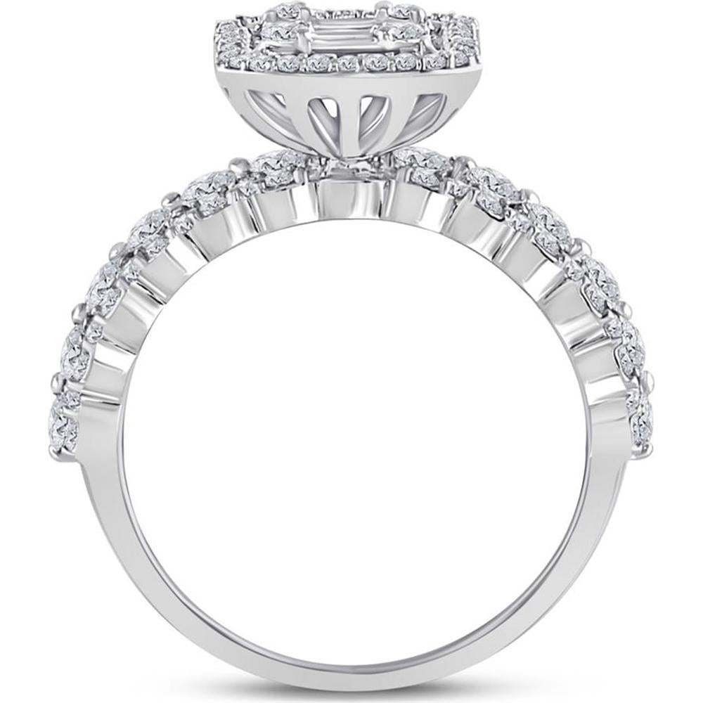 14K White Gold Baguette Diamond Bridal Wedding Ring Set - 1.88 Carat Total Diamond Weight