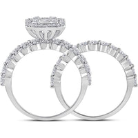 14K White Gold Baguette Diamond Bridal Wedding Ring Set - 1.88 Carat Total Diamond Weight
