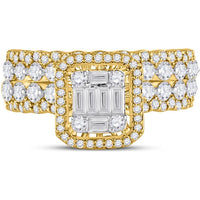 14K White Gold Baguette Diamond Bridal Wedding Ring Set - 1.88 Carat Total Diamond Weight