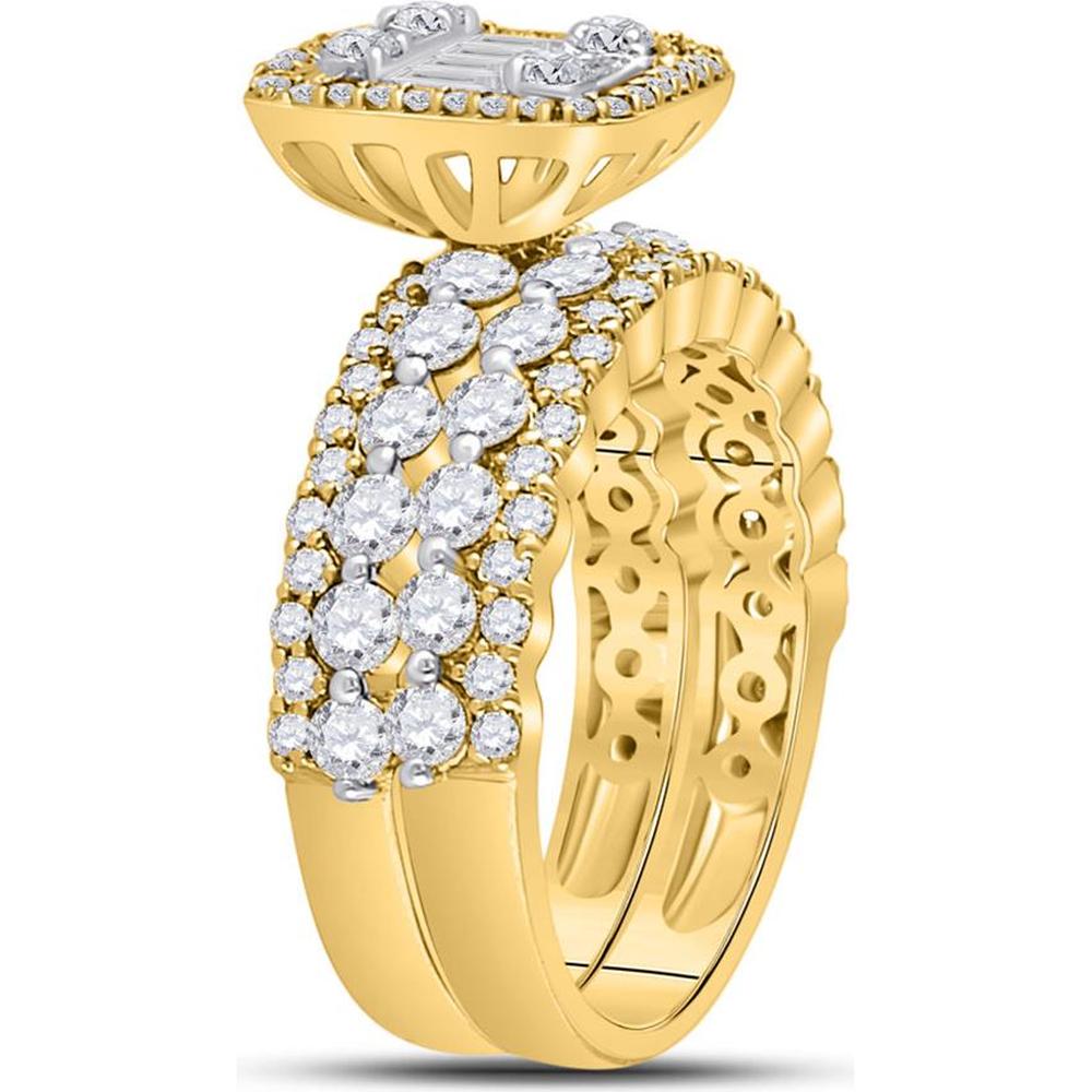 14K White Gold Baguette Diamond Bridal Wedding Ring Set - 1.88 Carat Total Diamond Weight