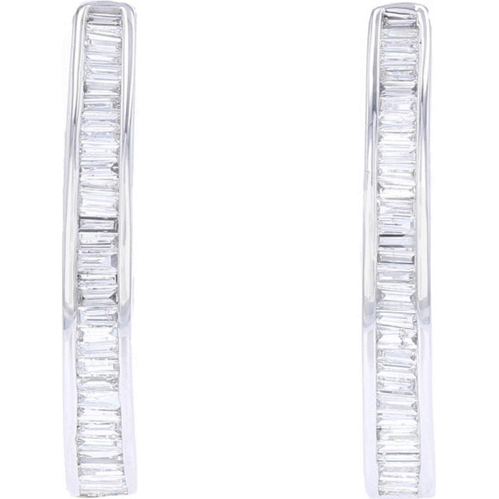 14K White Gold Baguette Diamond Earrings - 1.00 Carat Total Diamond Weight