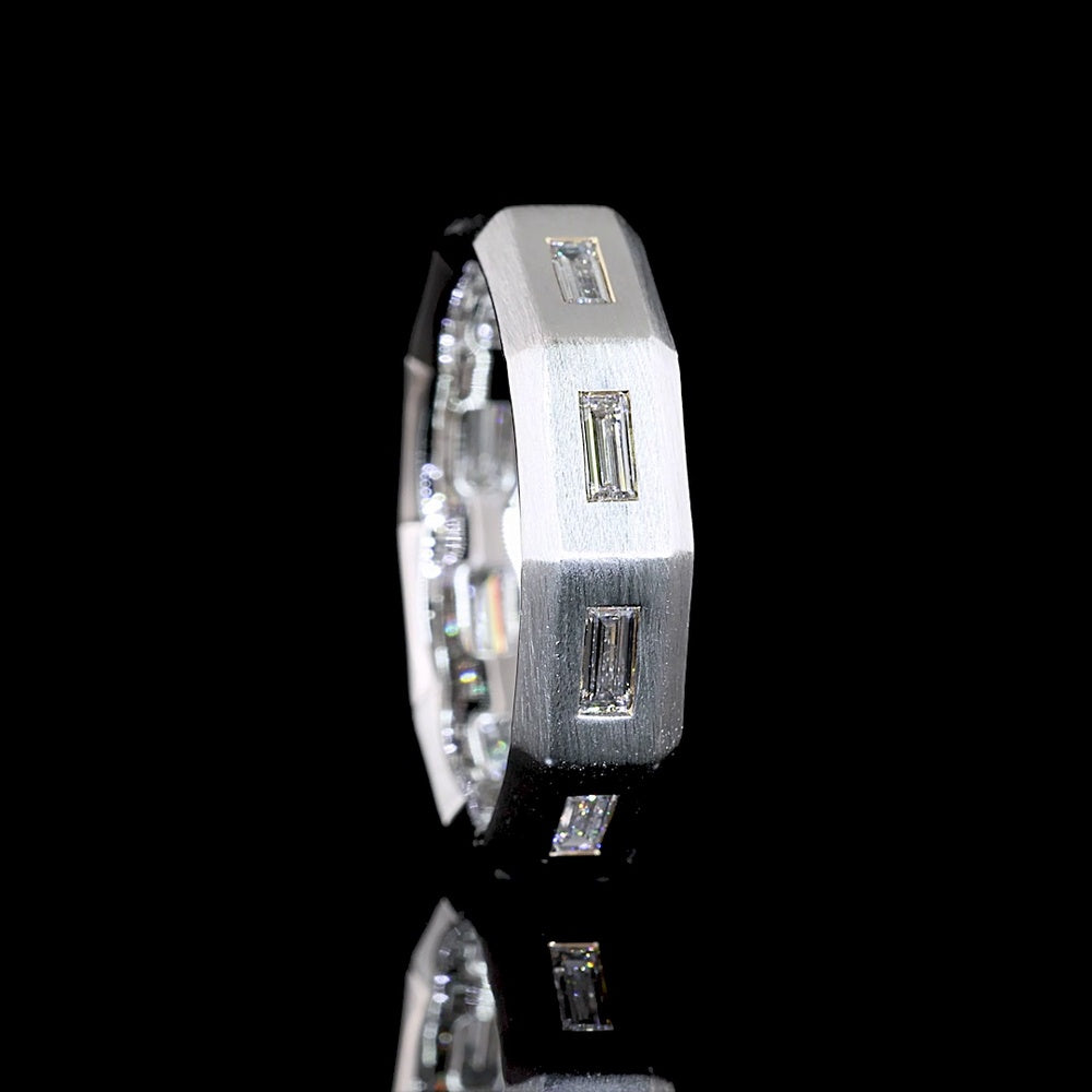 14K White Gold Baguette Diamond Eternity Band with Flush Set East-West Lab Diamonds - 0.99 Carat Total Weight - Covaloro Fine Jewelry