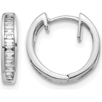 14K White Gold Baguette Diamond Hinged Hoop Earrings - 0.18 Carat Total Diamond Weight by Monteluci Fine Jewelry