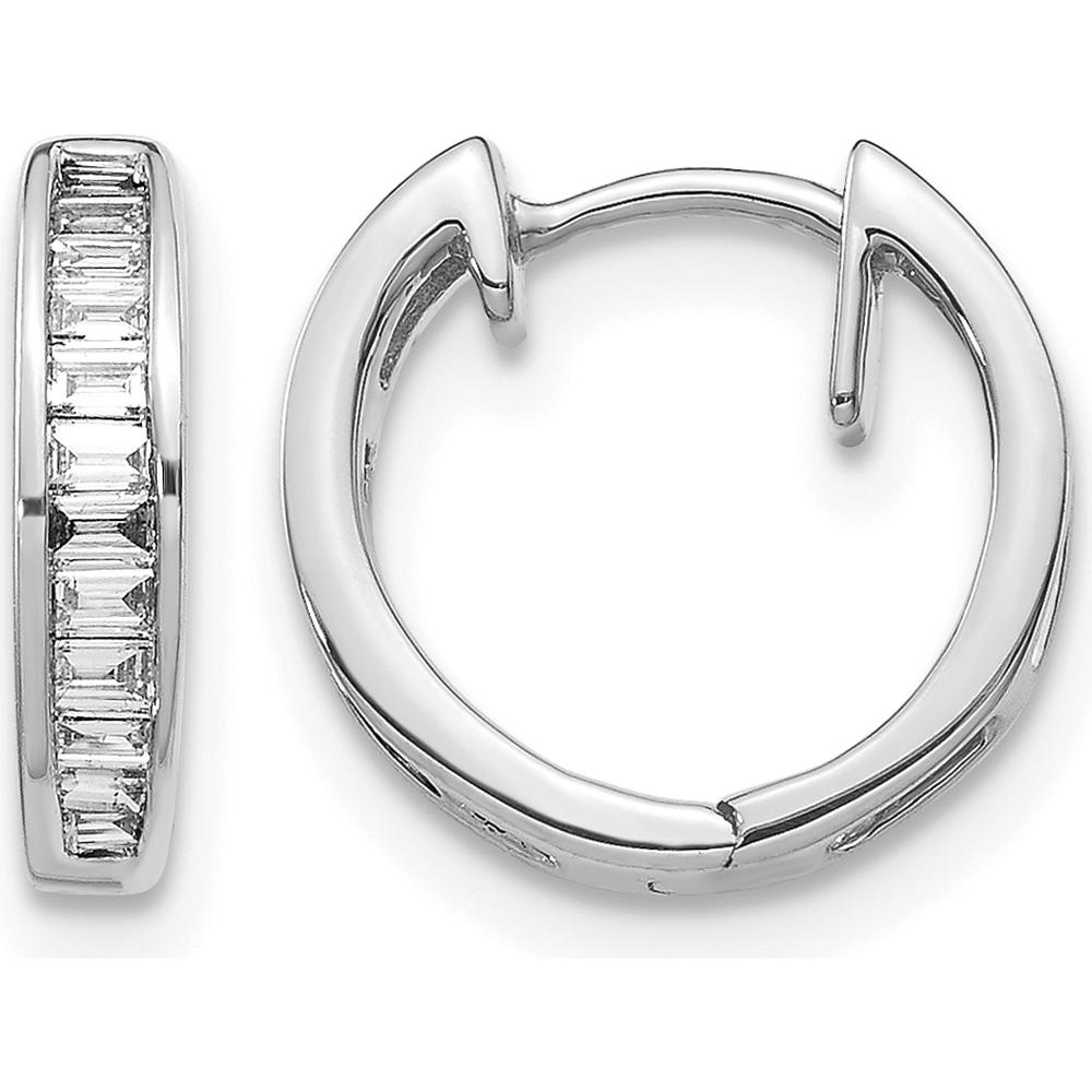 14K White Gold Baguette Diamond Hinged Hoop Earrings - 0.18 Carat Total Diamond Weight by Monteluci Fine Jewelry