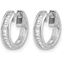 14K White Gold Baguette Diamond Hinged Hoop Earrings - 0.18 Carat Total Diamond Weight by Monteluci Fine Jewelry