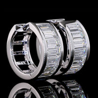 14K White Gold Baguette Diamond Huggie Earrings with Channel Setting - 1.84 Carat Total Weight, E-F Color VS Clarity Lab Diamonds - Covaloro Fine Jewelry
