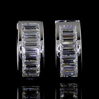14K White Gold Baguette Diamond Huggie Earrings with Channel Setting - 1.84 Carat Total Weight, E-F Color VS Clarity Lab Diamonds - Covaloro Fine Jewelry
