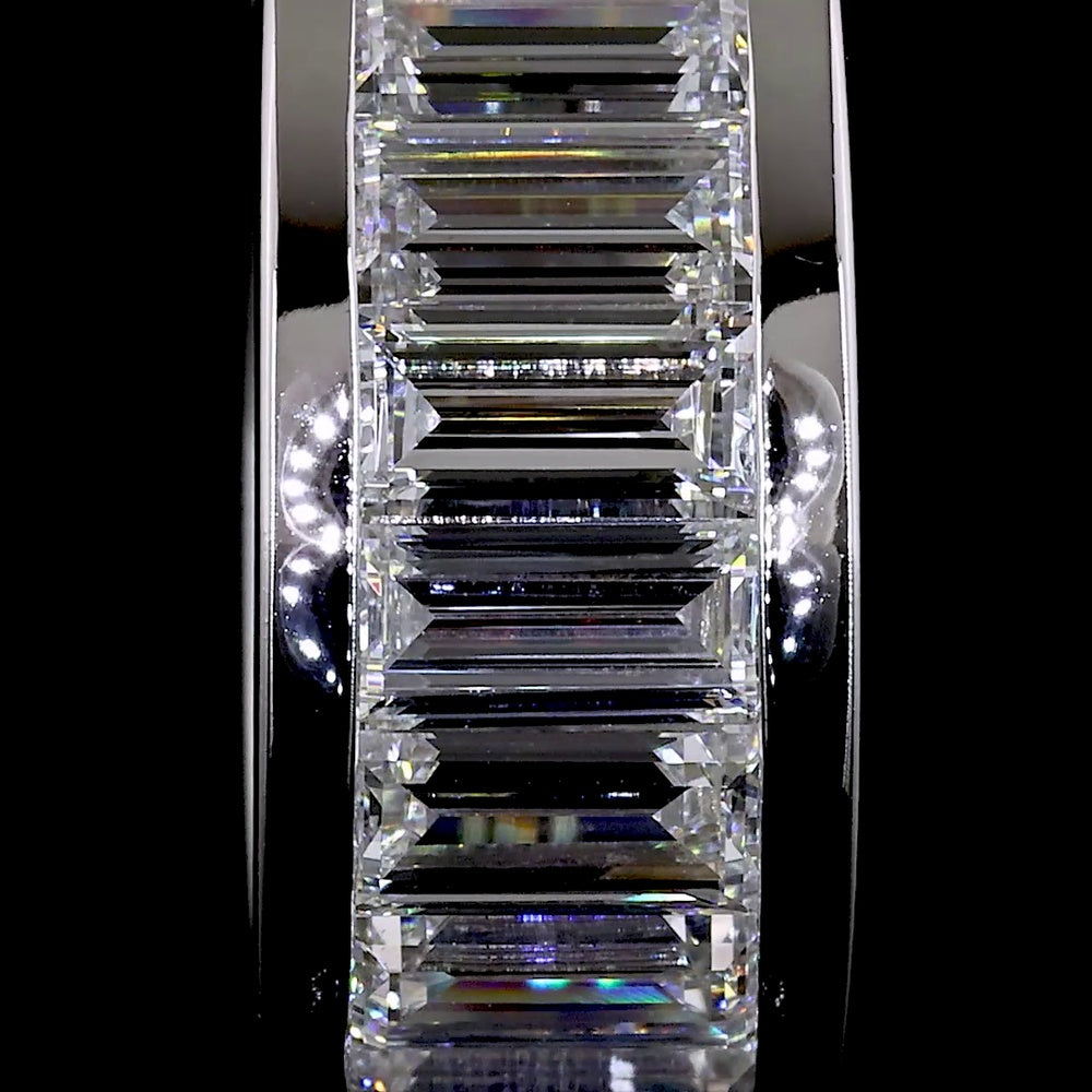 14K White Gold Baguette Diamond Huggie Earrings with Channel Setting - 1.84 Carat Total Weight, E-F Color VS Clarity Lab Diamonds - Covaloro Fine Jewelry