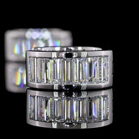14K White Gold Baguette Diamond Huggie Earrings with Channel Setting - 1.84 Carat Total Weight, E-F Color VS Clarity Lab Diamonds - Covaloro Fine Jewelry