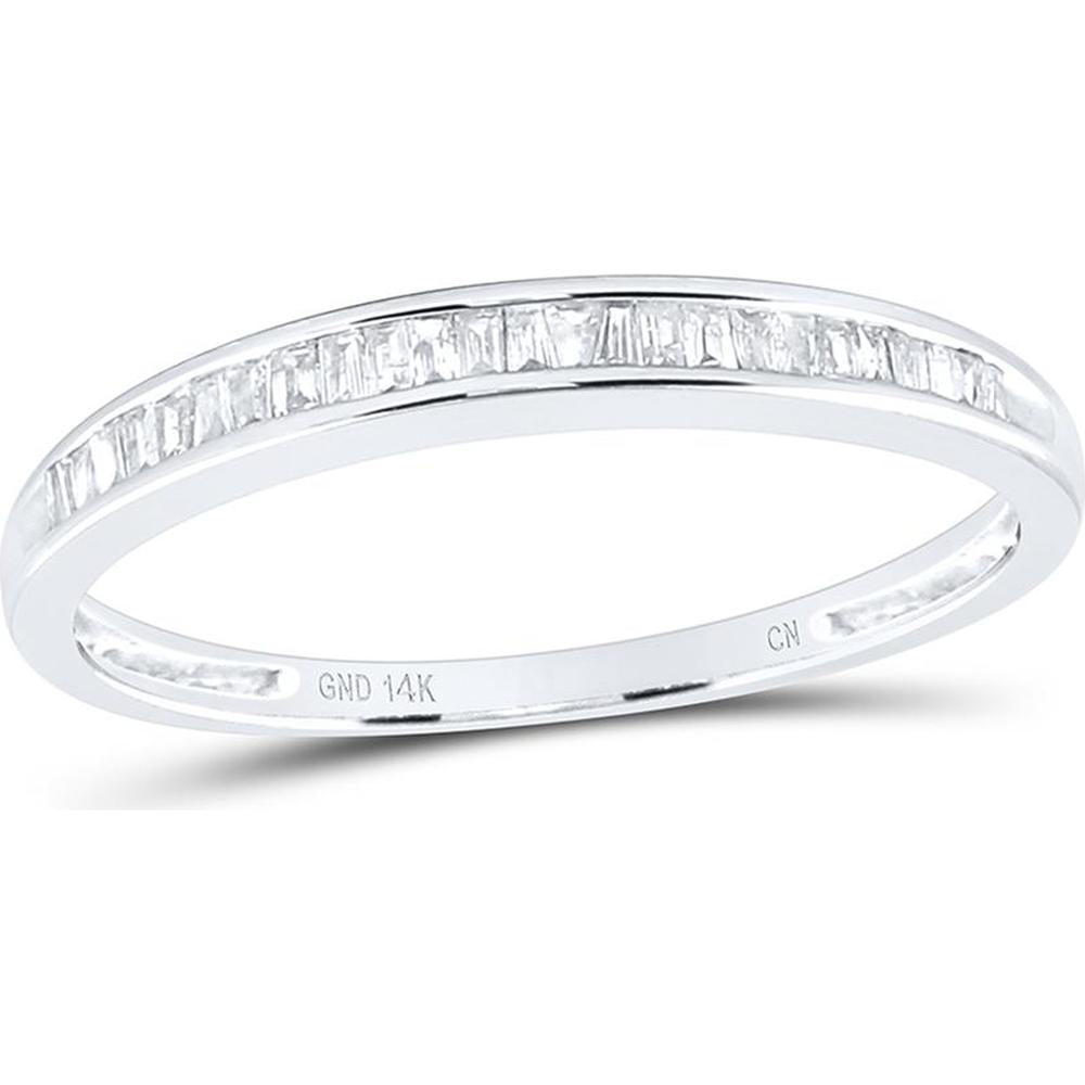 14K White Gold Baguette Diamond Wedding Band - 1/6 Carat Total Diamond Weight