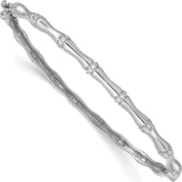 14K White Gold Bamboo Design Diamond Bangle Bracelet with 1/4 Carats Total Diamond Weight by Monteluci Fine Jewelry