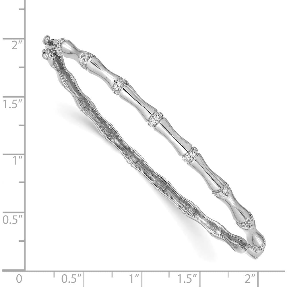 14K White Gold Bamboo Design Diamond Bangle Bracelet with 1/4 Carats Total Diamond Weight by Monteluci Fine Jewelry