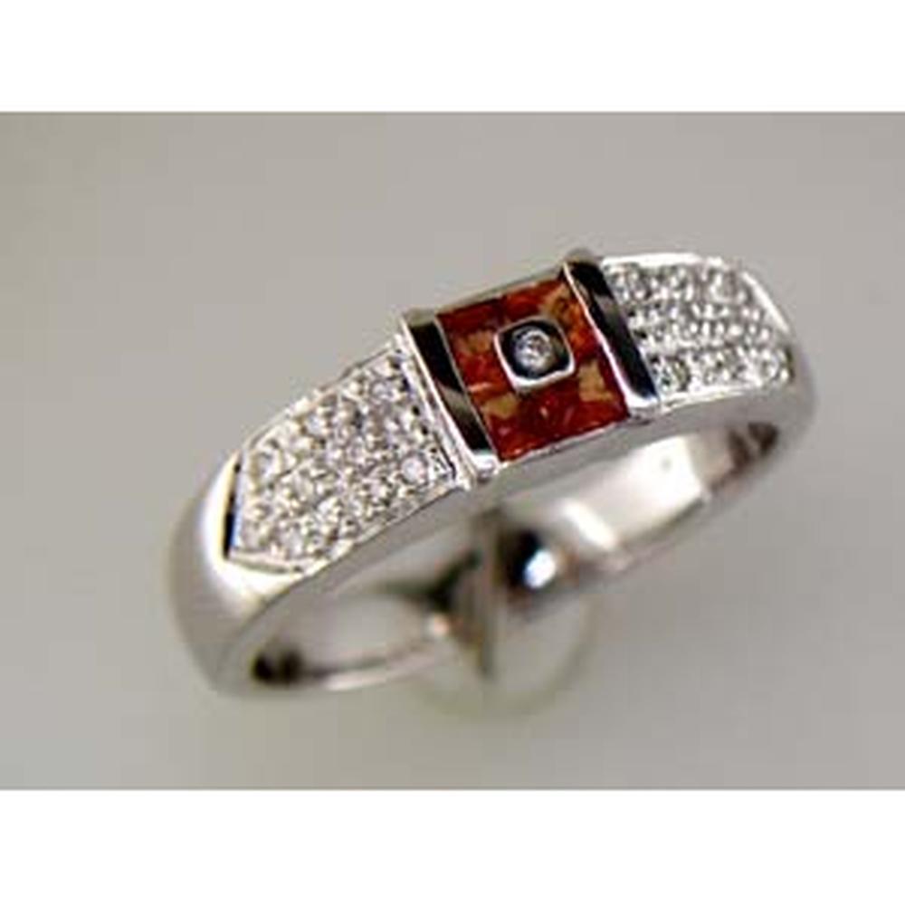14K White Gold Band Ring with Princess Cut Yellow Sapphires and Round Diamonds - 0.24 Carat Total Yellow Sapphire Weight and 0.16 Carat Total Diamond Weight - Royal Jewelry