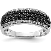 14K White Gold Band Ring with Round Black and White Diamonds - 0.29 Carat Total Diamond Weight by 0