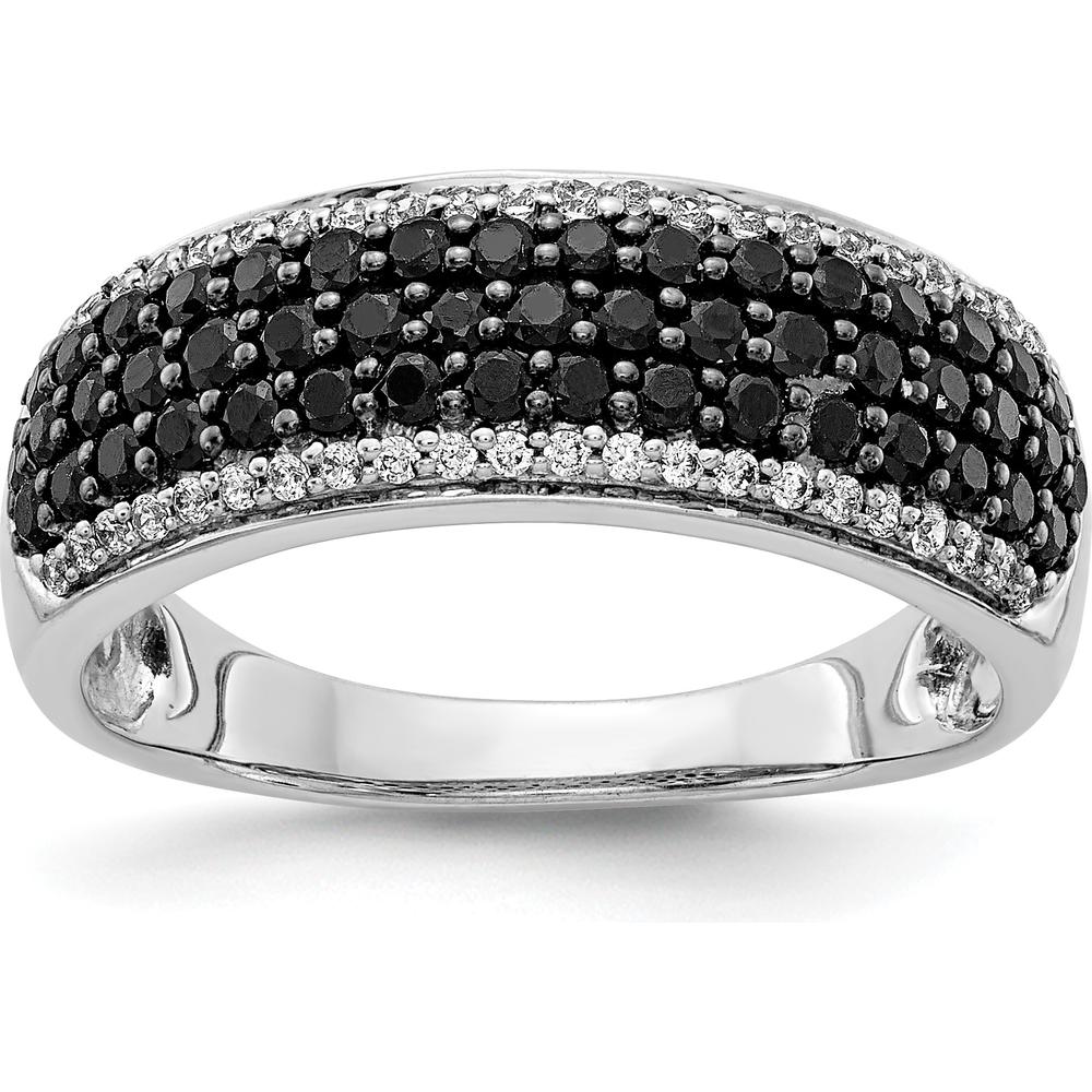 14K White Gold Band Ring with Round Black and White Diamonds - 0.29 Carat Total Diamond Weight by 0