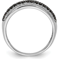 14K White Gold Band Ring with Round Black and White Diamonds - 0.29 Carat Total Diamond Weight by 0