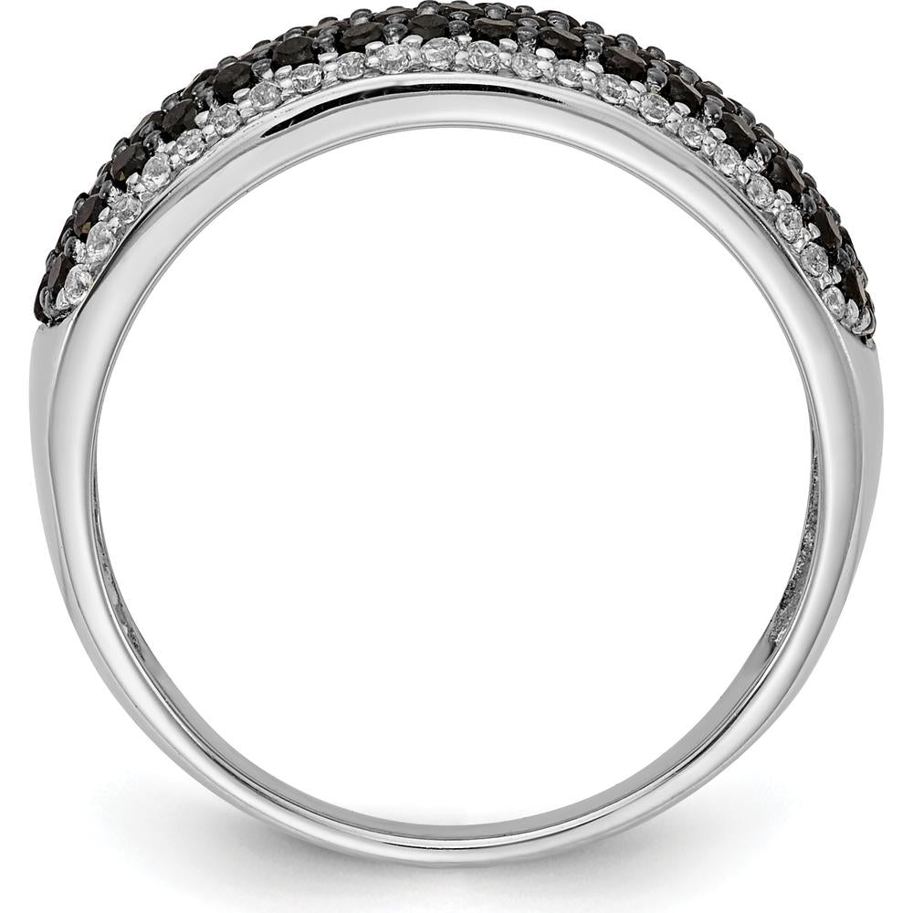 14K White Gold Band Ring with Round Black and White Diamonds - 0.29 Carat Total Diamond Weight by 0