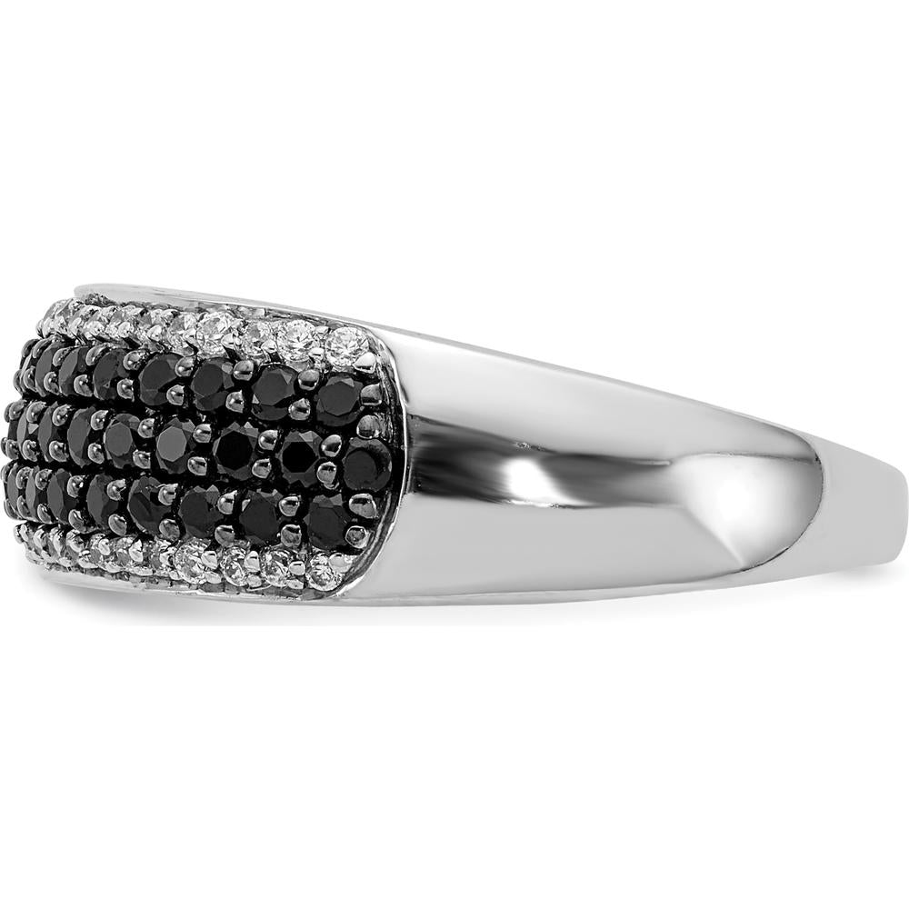 14K White Gold Band Ring with Round Black and White Diamonds - 0.29 Carat Total Diamond Weight by 0