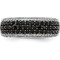 14K White Gold Band Ring with Round Black and White Diamonds - 0.29 Carat Total Diamond Weight by 0
