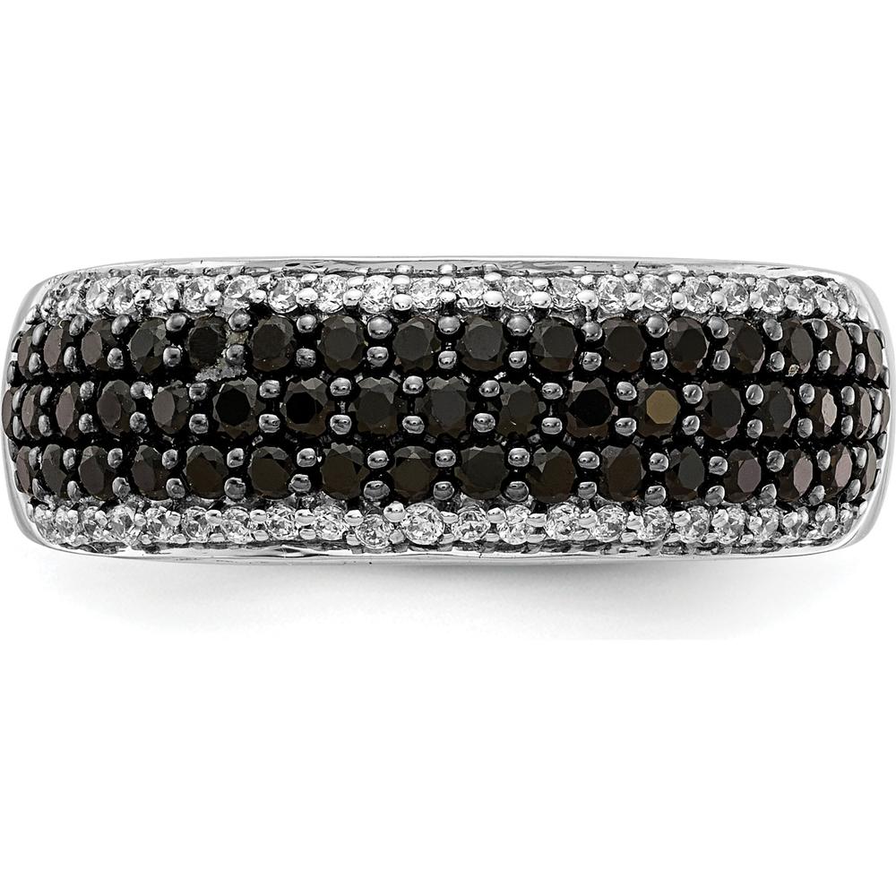 14K White Gold Band Ring with Round Black and White Diamonds - 0.29 Carat Total Diamond Weight by 0
