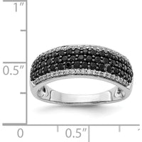 14K White Gold Band Ring with Round Black and White Diamonds - 0.29 Carat Total Diamond Weight by 0